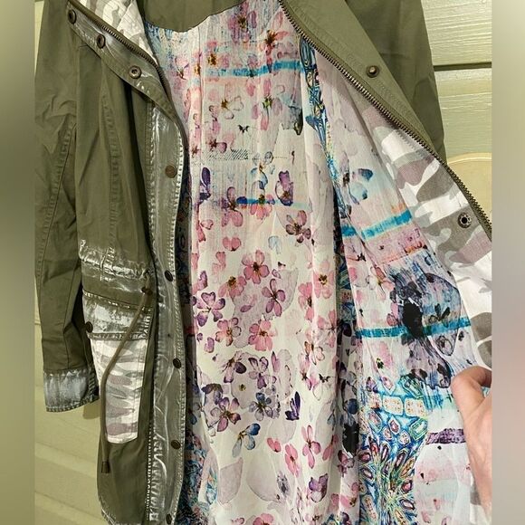 Anthropologie Army Green Chore Barn Jacket Funnel Neck Oversized Size X-Small - Picture 6 of 15